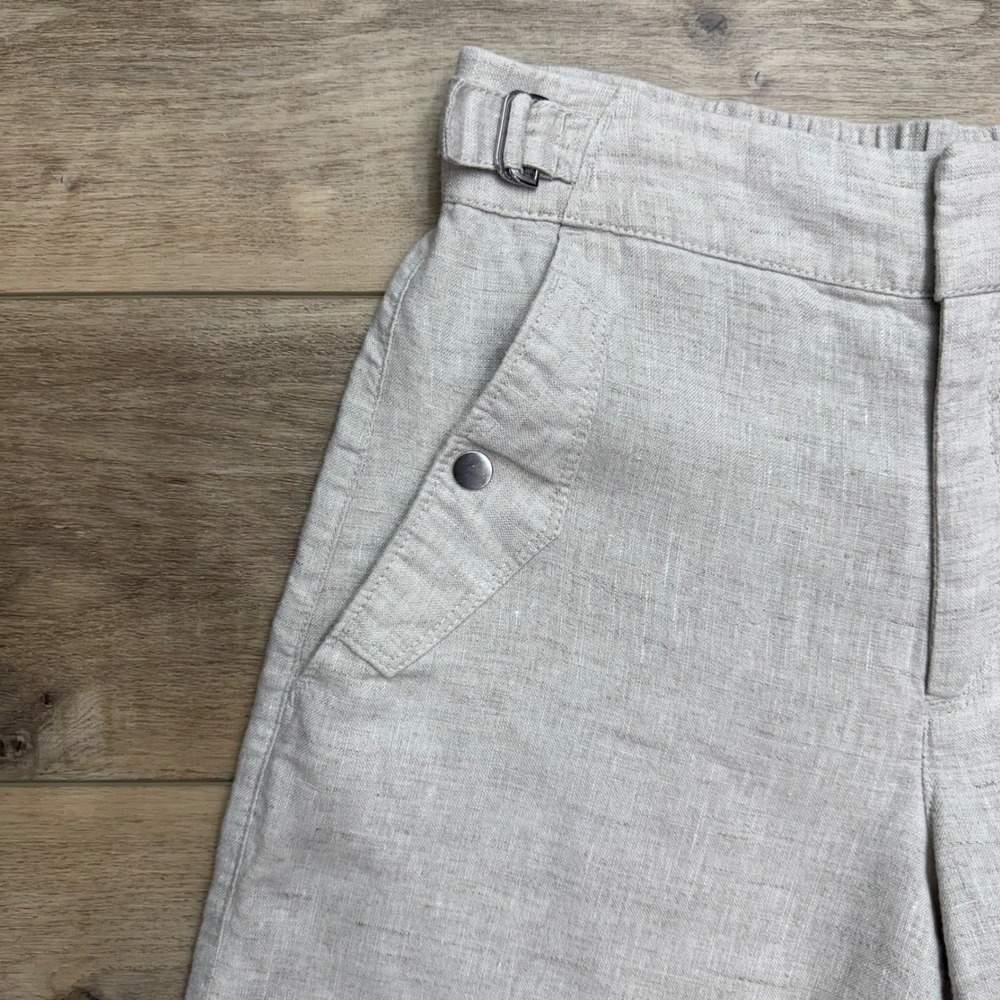 Athleta Womens Natural Linen Utility Shorts Adjustable Waist Size 4 Scandi - Picture 2 of 9